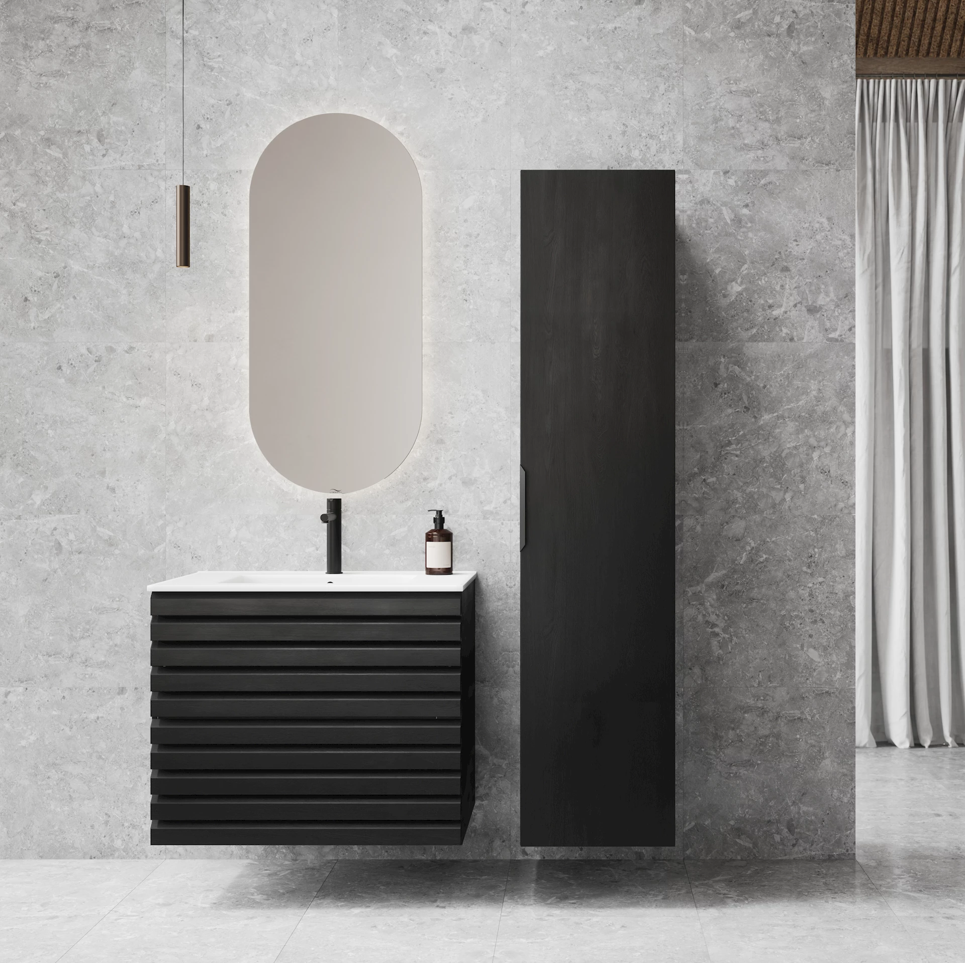 ART230H - Selma 80 m/høyskap Sort eikestav - 